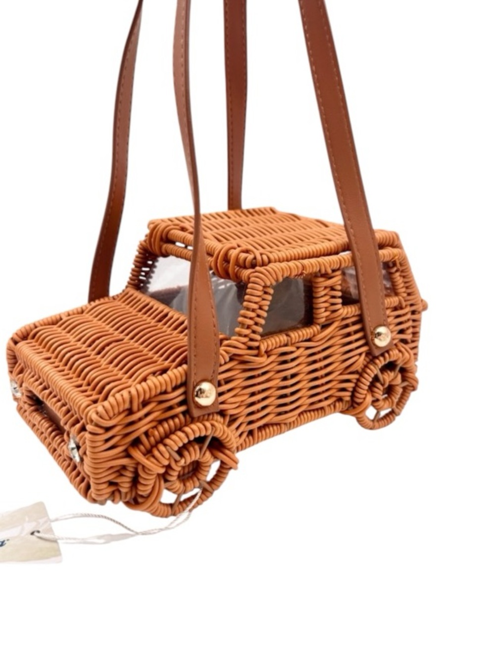 Tommy Bahama Wicker Car Jeep Shaped Handbag Purse Viral Tik Tok Bag Brown Tan